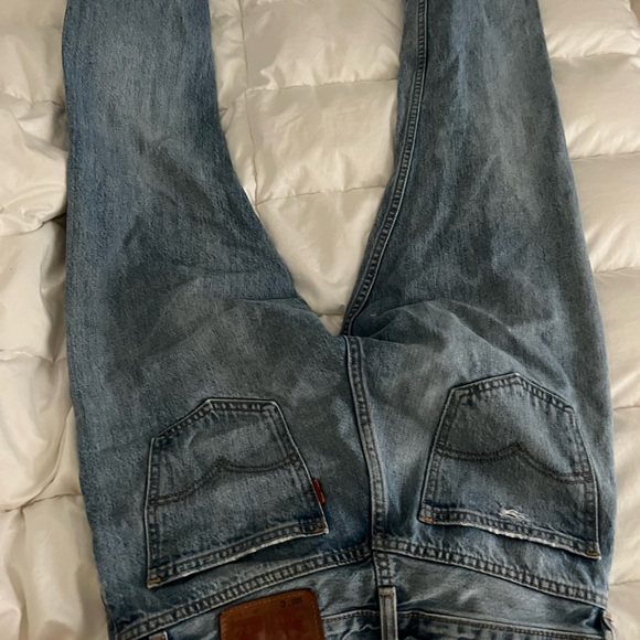 LEVIS 505C SLIM STRAIGHT distressed light wash revolve 25 mid rise crop - Picture 10 of 12